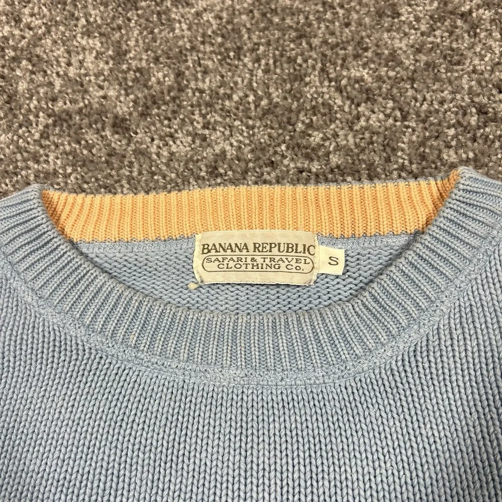 Vtg 80s Banana Republic Safari & Travel Knit Sweater Fair Isle Silk Cotton Blend